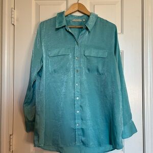 Soft Surroundings Aqua Satin Top